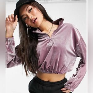 Reebok velour cropped sweat in lilac